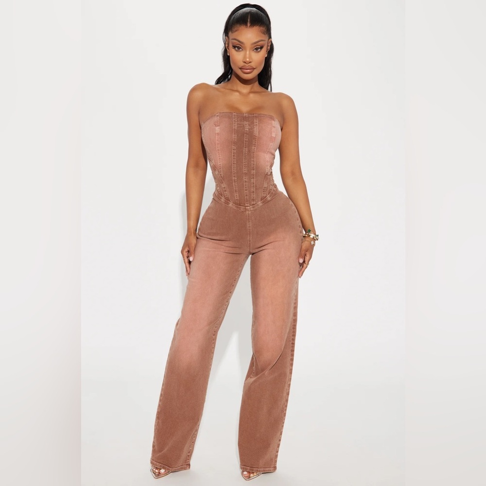 Brown Denim Jumpsuit
